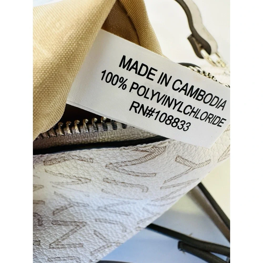 Jones New York Signature Fanny Bag‎ Belt Off White Gray Front & Back Zipper